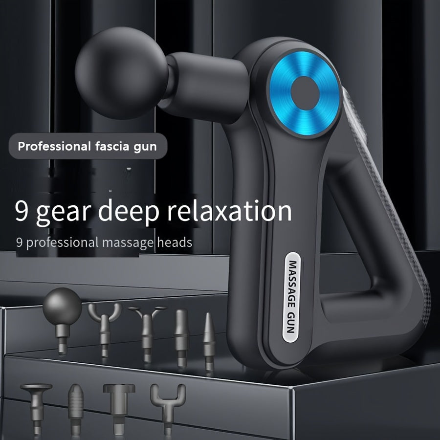 9-Speed Rechargeable Fascia Massage Gun with 9 Heads